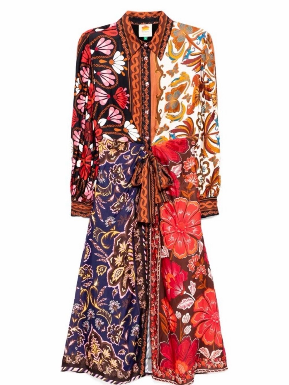 FARM Rio Miranda Multicolor Floral Scarf Midi Dress - Picture 2 of 7